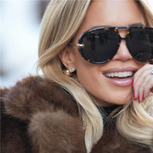 Oversized Aviator Sunglasses Men Women Retro 70s Shield UV400 Eyewear - Picture 2 of 6